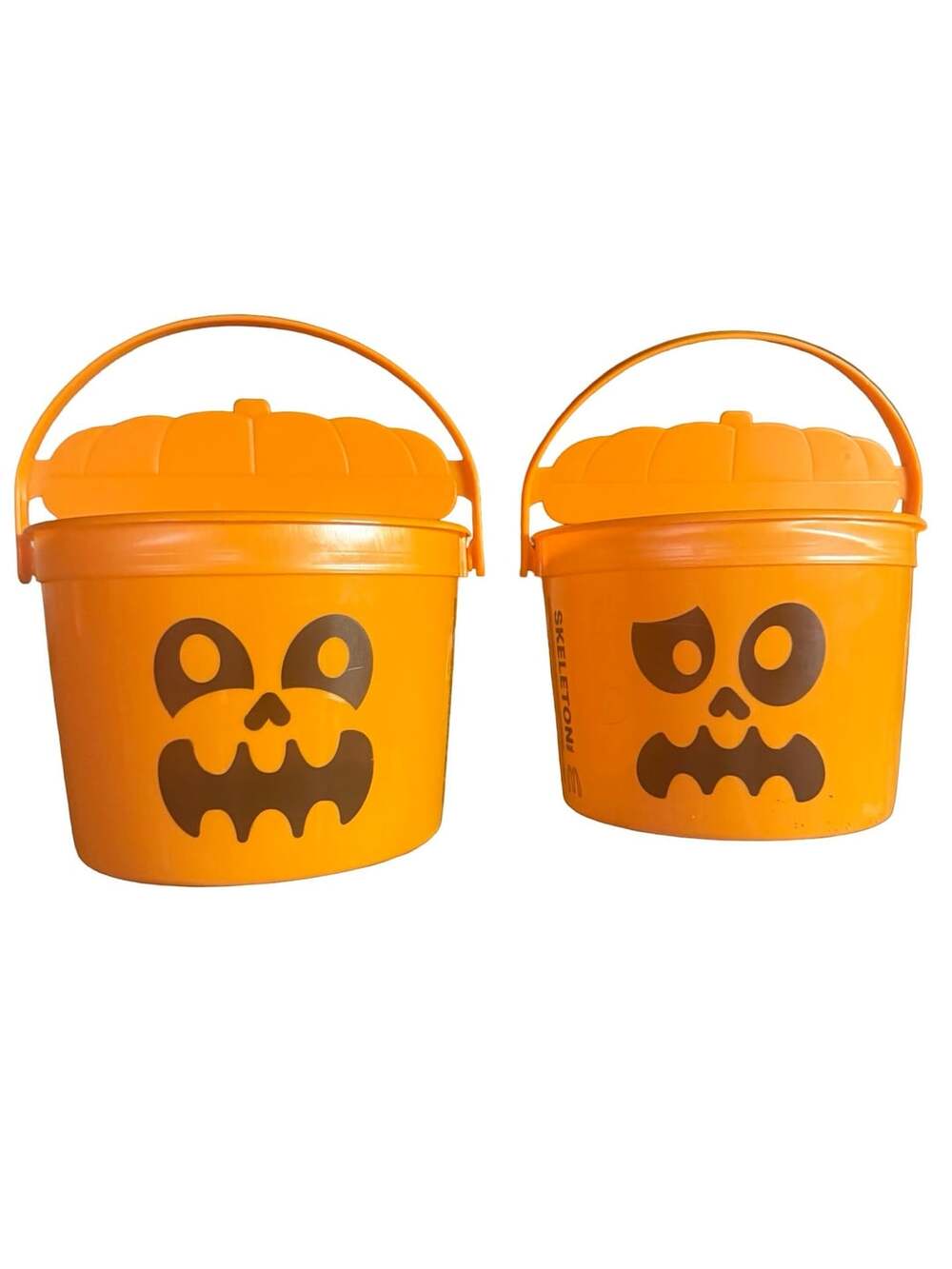 McDonald's 2023 Rare Limited Halloween Skeleton Pail Pumpkin Buckets Set of 2